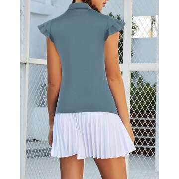 JACK SMITH Womens Sleeveless Golf Shirt Lightweight Quick Dry Collarless Tank Tops Tennis(M, Grey Blue)