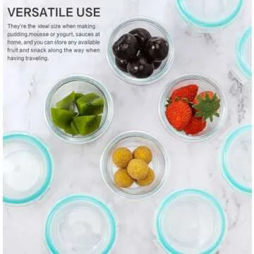 M MCIRCO [12-Pack, 5oz Mini Glass Food Storage Containers, Small Glass Jars with Locking Lids, Food containers, Airtight, Freezer, Microwave, Oven, Dishwasher Friendly