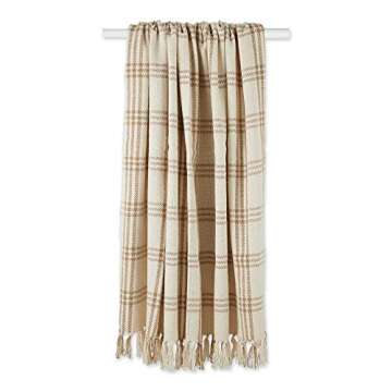 DII Modern Farmhouse Plaid Collection Cotton Fringe Throw Blanket