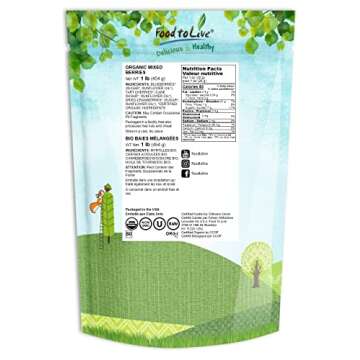 Organic Mixed Berries 1 Pound - Non-GMO Dried Tri-Berry Mix