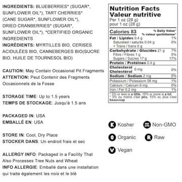 Organic Mixed Berries 1 Pound - Non-GMO Dried Tri-Berry Mix