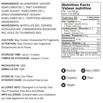 Organic Mixed Berries 1 Pound - Non-GMO Dried Tri-Berry Mix