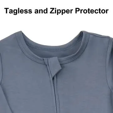 Aablexema Baby Footless Pajamas Zipper with Mitten, Rayon from Bamboo, Infant Long Sleeve Romper Pjs(Olive & Moonlight Blue,Newborn)