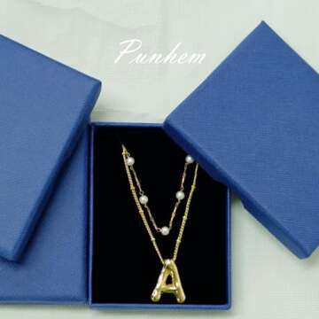 Punhem Layered Pearl Necklaces Gold Bubble Letter Necklaces