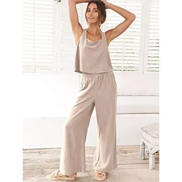 ANRABESS Women's Summer 2 Piece Linen Outfit Set