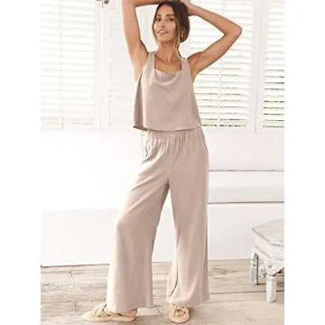 ANRABESS Women's Summer 2 Piece Linen Outfit Set