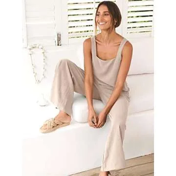 ANRABESS Women's Summer 2 Piece Linen Outfit Set