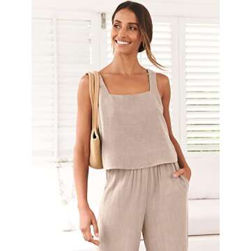 ANRABESS Women's Summer 2 Piece Linen Outfit Set