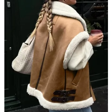 Stylish Loveimgs Suede Sherpa Vest for Women