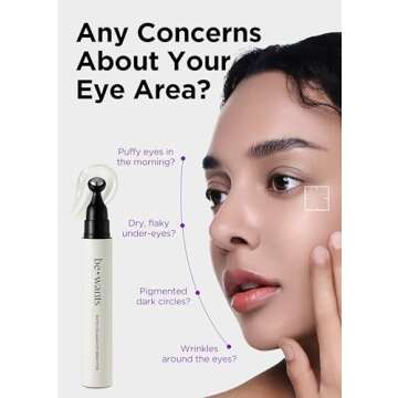 Bewants Eye Roller with Serum Made with Bamboo Water, Eye Serum for Puffiness and Bags Under Eyes, U...
