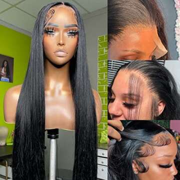 VRVOGUE 22 Inch HD Straight Lace Front Wigs Human Hair 13x4 Pre Plucked Lace Front Wigs Human Hair 180% Density Straight Frontal Wigs Human Hair Glueless Straight Human Hair Wigs HD Lace Frontal Wig