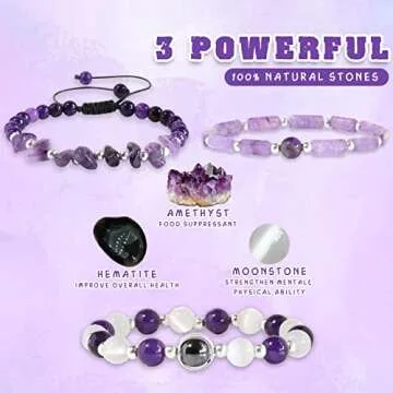 Risyfjew Healing Amethyst Bracelets Set for Women