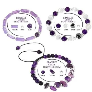 Risyfjew Healing Amethyst Bracelets Set for Women