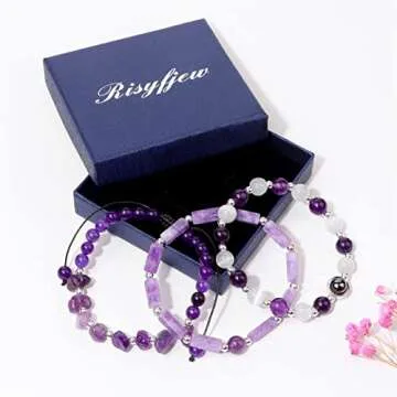 Risyfjew Healing Amethyst Bracelets Set for Women