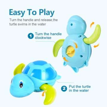 Wind-Up Swimming Turtle Bath Toys - Fun for Toddlers
