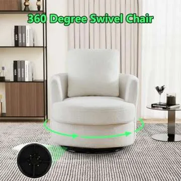 ODUWA Swivel Barrel Chair Set of 2,31.9" W Modern Round Accent Arm Chairs Teddy Sherpa Upholstered Comfy 360 Degree Swivel Single Circle Club Sofa Chair for Nursery Living Room Bedroom(Ivory)