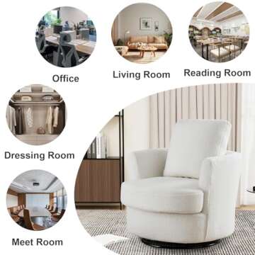 ODUWA Swivel Barrel Chair Set of 2,31.9" W Modern Round Accent Arm Chairs Teddy Sherpa Upholstered Comfy 360 Degree Swivel Single Circle Club Sofa Chair for Nursery Living Room Bedroom(Ivory)