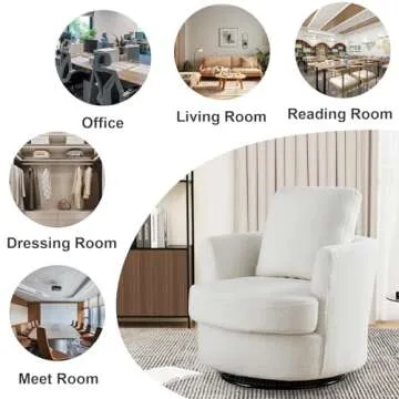 ODUWA Swivel Barrel Chair Set of 2,31.9" W Modern Round Accent Arm Chairs Teddy Sherpa Upholstered Comfy 360 Degree Swivel Single Circle Club Sofa Chair for Nursery Living Room Bedroom(Ivory)