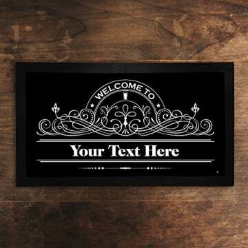 Personalized Bar Runner Mat - Novelty Beer Gifts - Add Your Text - Bar Name