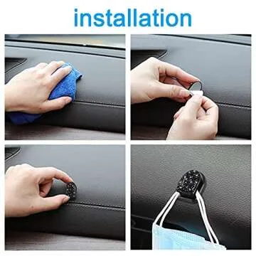 WINKA Car Sticky Hooks, Multifunctional Vehicle Adhesive Hooks Car Storage Hooks for Key, USB Cable, Earphone Cable Holder, Vehicle Decor Black 4pcs