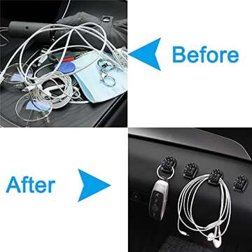 WINKA Car Sticky Hooks, Multifunctional Vehicle Adhesive Hooks Car Storage Hooks for Key, USB Cable, Earphone Cable Holder, Vehicle Decor Black 4pcs