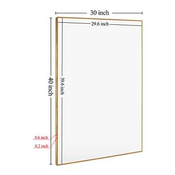 SILD 40X30 Inch Gold Bathroom Mirror,Wall Mounted Mirror for Vanity,Rectangle Aluminum Alloy Frame Golden Modern Mirror,Hangs Vertical or Horizontal