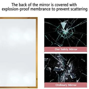 SILD 40X30 Inch Gold Bathroom Mirror,Wall Mounted Mirror for Vanity,Rectangle Aluminum Alloy Frame Golden Modern Mirror,Hangs Vertical or Horizontal