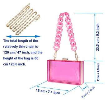 L-COOL Cute Transparent Acrylic Shoulder Bag Clear Evening Clutch Purse Handbag With Two Chains For ...