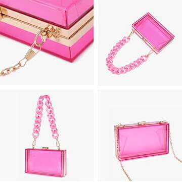L-COOL Cute Transparent Acrylic Shoulder Bag Clear Evening Clutch Purse Handbag With Two Chains For Women (T-Green)