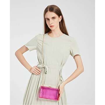 L-COOL Cute Transparent Acrylic Shoulder Bag Clear Evening Clutch Purse Handbag With Two Chains For Women (T-Green)