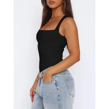 Sexy Sleeveless Square Neck Bodysuit for Women