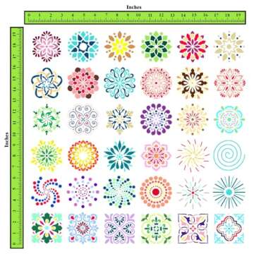 CrafTreat Reusable 36 Pieces Mandala Stencils for Painting on Wood (3x3), DIY Stencils for Crafts, W...