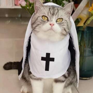 Pet Cat/Dog Nun Costume Clothing- Cute Funny Sister Habit Dress Outfit for Halloween Christmas Festival Cosplay Party (Small)