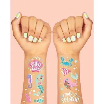 Vibrant Under The Sea Mermaid Temporary Tattoos for Kids