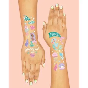 Vibrant Under The Sea Mermaid Temporary Tattoos for Kids