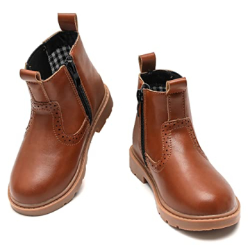 DADAWEN Boys Girls Waterproof Outdoor Side Zipper Comfort Chelsea Ankle Boots Combat Ankle Booties