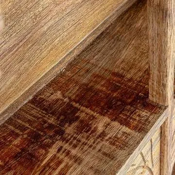 Creative Co-Op 20 Inches Carved Mango Wood Shelf with 6 Sections, Natural