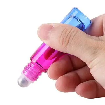 inice 12 Pack,Roller Bottles Gradient Color Glass Bottle for Essential Oils Applicator,10ml Roll on Bottle with Golden Metal Cap for Daily Care