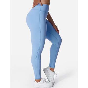 YEOREO Grace Workout Leggings for Women Butt Lifting Tummy Control High Waist Gym Yoga Compression Pants Light Blue L