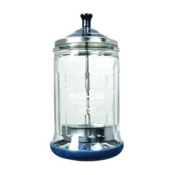 ForPro Professional Collection Multi-Cide Midsize Disinfecting Jar, Disinfectant Glass Jar for Manicure & Spa Implements, 21 Ounces