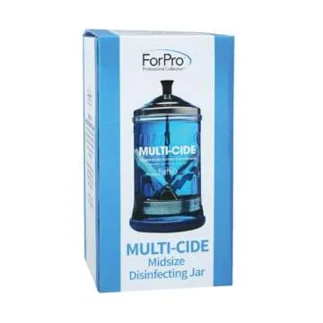 ForPro Professional Collection Multi-Cide Midsize Disinfecting Jar, Disinfectant Glass Jar for Manicure & Spa Implements, 21 Ounces