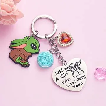 Melix Home Baby Yo-da Gifts Mandalorian Keychain Gift For Daughter Teen Girls Yo-da Stuff Heart Keychains Birthday Present