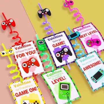 Interactive Kids Valentine's Day Cards and Straws
