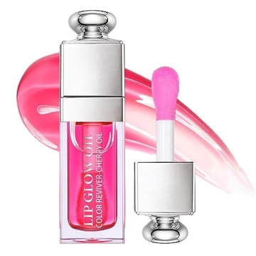 GECOMO Moisturizing Lip Oil Gloss - Hydrating Lip Care in Raspberry Flavor (0.2 OZ)