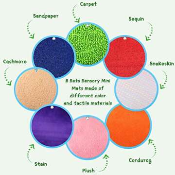 Boao 8 Set Mini Sensory Mats Assorted Textured Play Mats Sensory Floor Tiles Educational Tactile Toy...