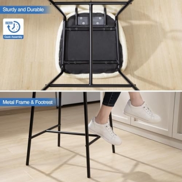 Modern White Boucle Barstools Set of 2 for Kitchen