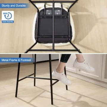 Modern White Boucle Barstools Set of 2 for Kitchen