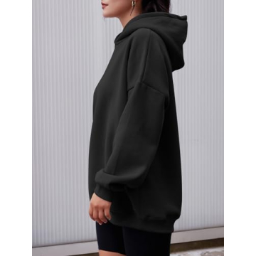 AUTOMET Womens Oversized Hoodies Fleece Sweatshirts Hooded Pullover 2025 Fashion Fall Clothes Trendy Outfits Winter Sweater Black L