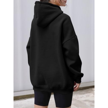 AUTOMET Womens Oversized Hoodies Fleece Sweatshirts Hooded Pullover 2025 Fashion Fall Clothes Trendy Outfits Winter Sweater Black L