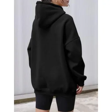 AUTOMET Womens Oversized Hoodies Fleece Sweatshirts Hooded Pullover 2025 Fashion Fall Clothes Trendy Outfits Winter Sweater Black L
